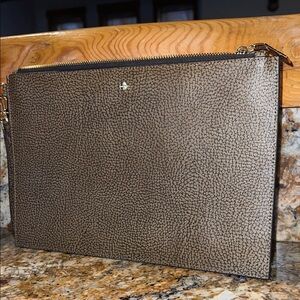 Women’s Borbonese Logo Plaque Zipped Clutch Bag